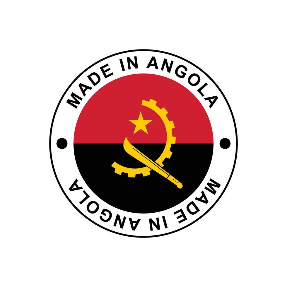 MADE IN Angola circle stamp with flag vector