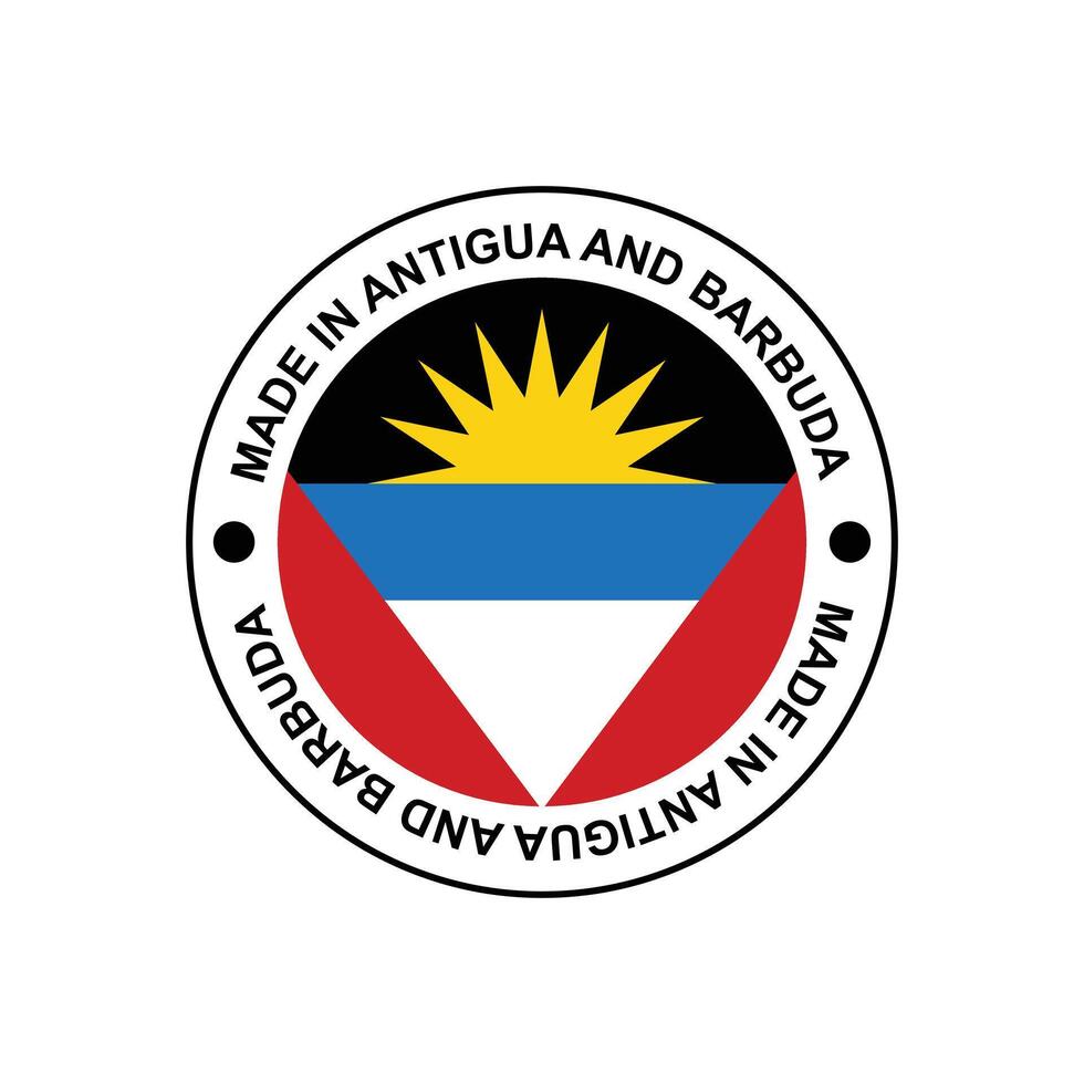 MADE IN Antigua and Barbuda circle stamp with flag vector