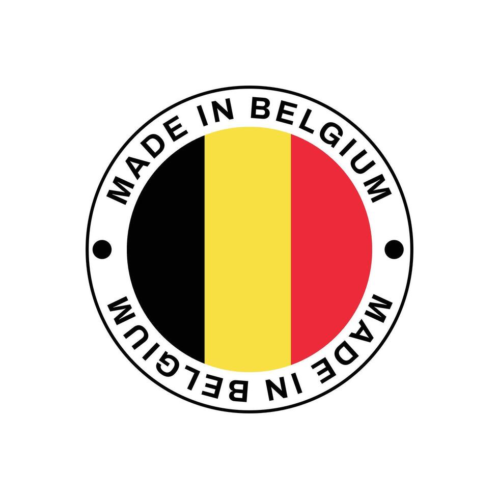 MADE IN Belgium circle stamp with flag vector