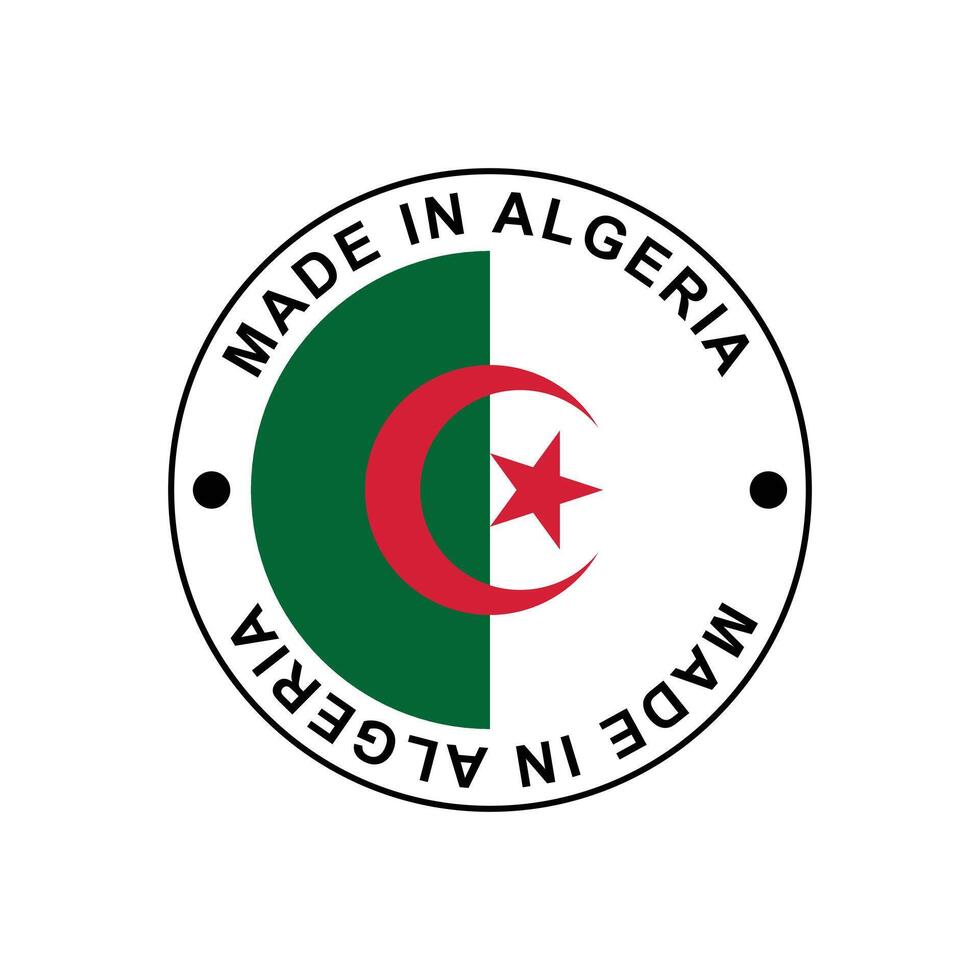 MADE IN Algeria circle stamp with flag vector