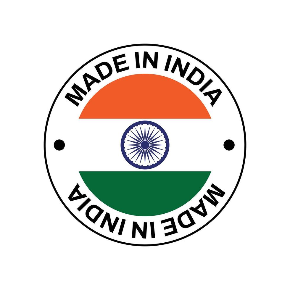 MADE IN India circle stamp with flag vector