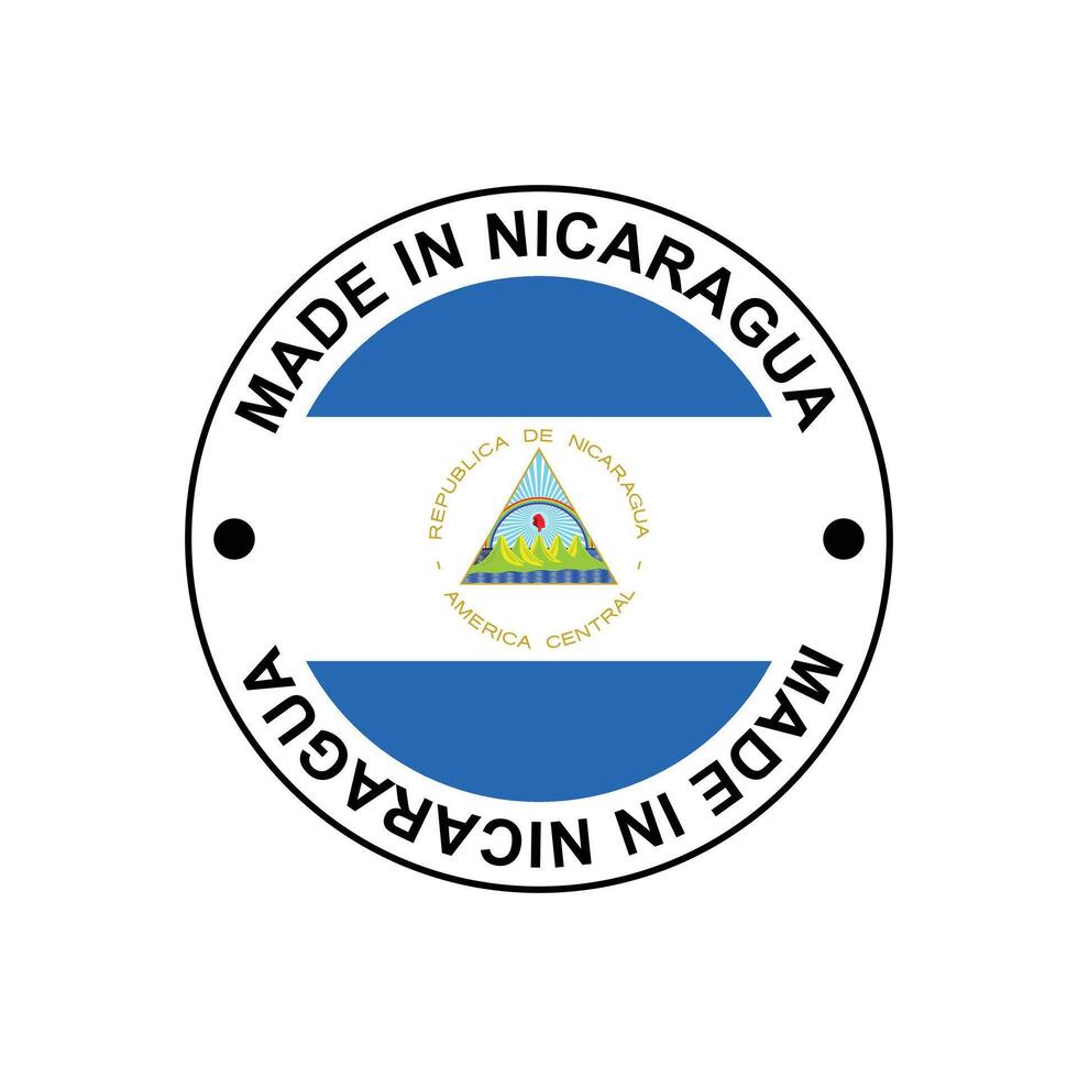 MADE IN Nicaragua circle stamp with flag vector