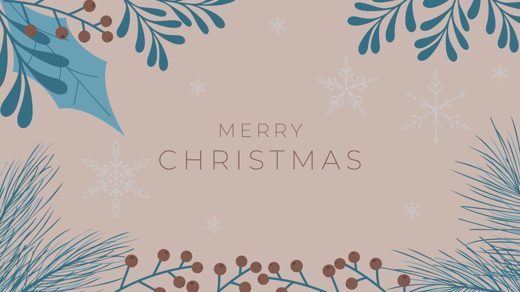 Christmas background with floral border and copy space vector