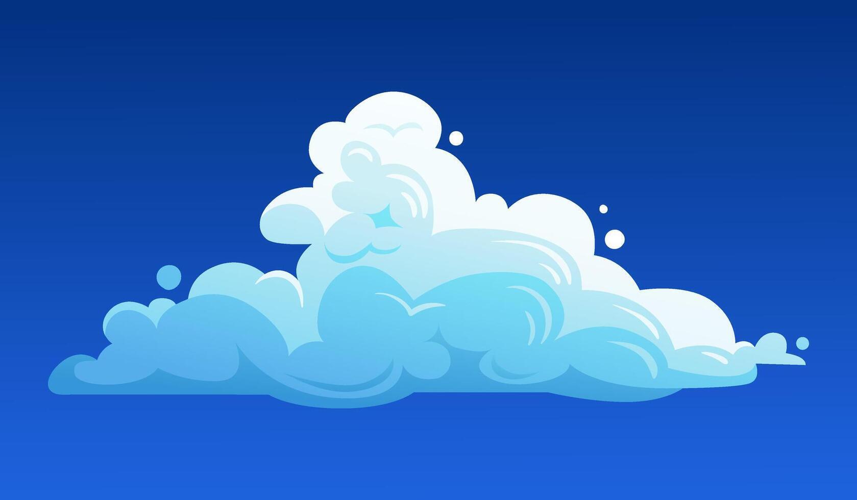 Cumulus fluffy cloud isolated on blue sky background. Colored Illustration for banners, designs, greeting cards, posters, book illustrations, cover designs, and websites. vector