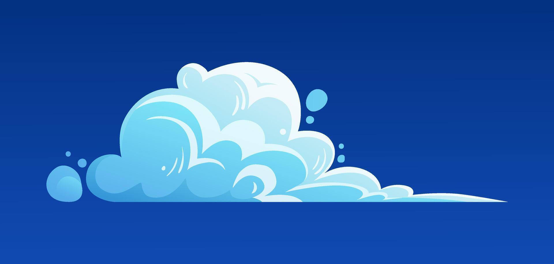 White cloud isolated on blue background. Fluffy cumulus cloud illustration for banner design, flyer, card, website, and postcard. vector