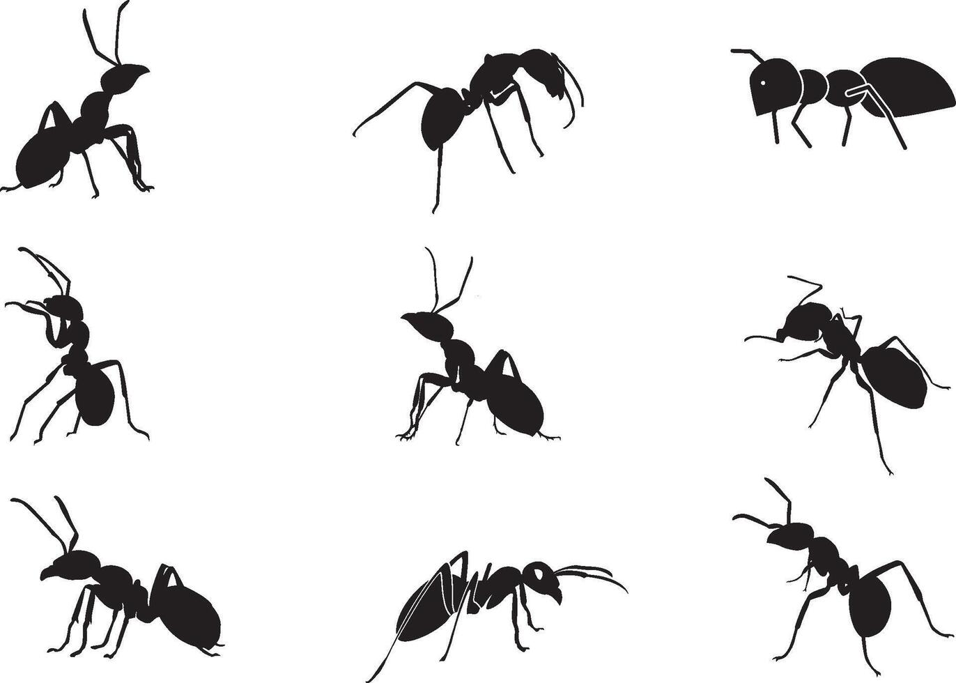 Collection of ant insect silhouette icon. Set of ant icon illustration vector