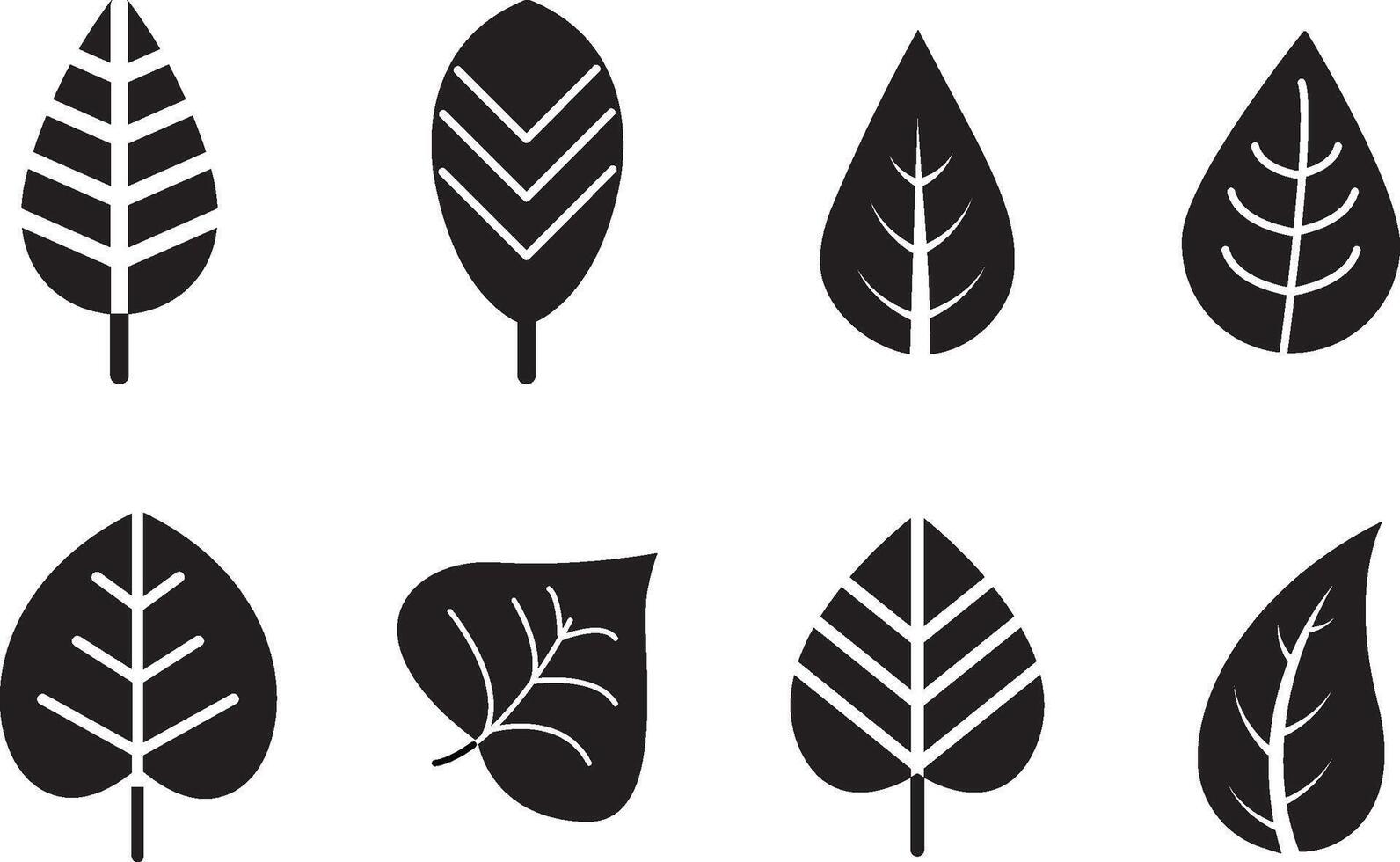 Set of black leaf icon illustration on white background vector