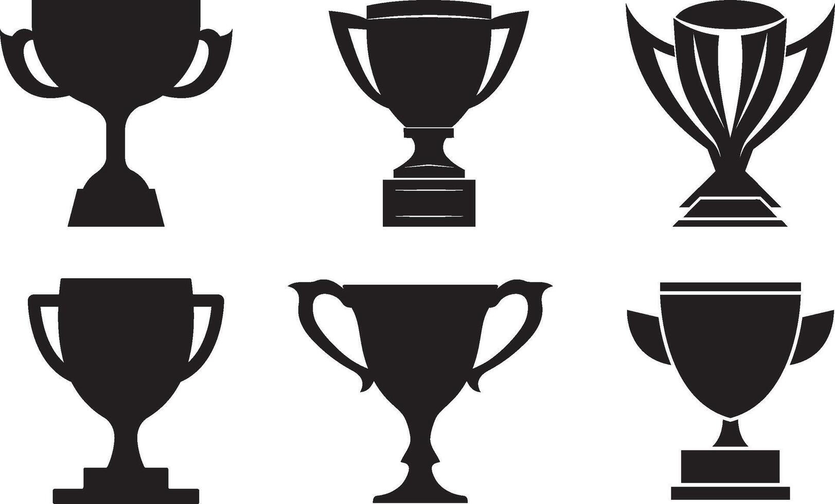 Set of winning trophy icon, cup illustration on white background vector