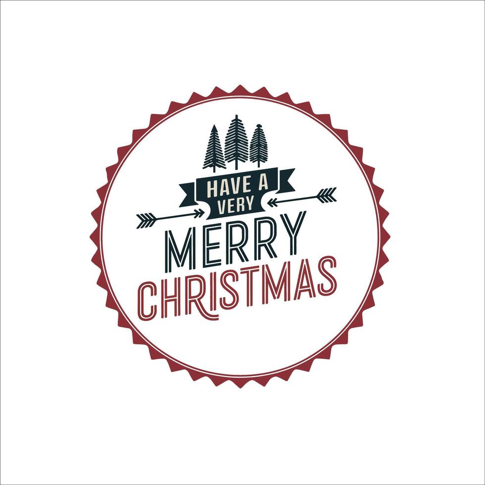 Minimalist Retro Christmas Card Design with Ribbon and Pine Trees vector