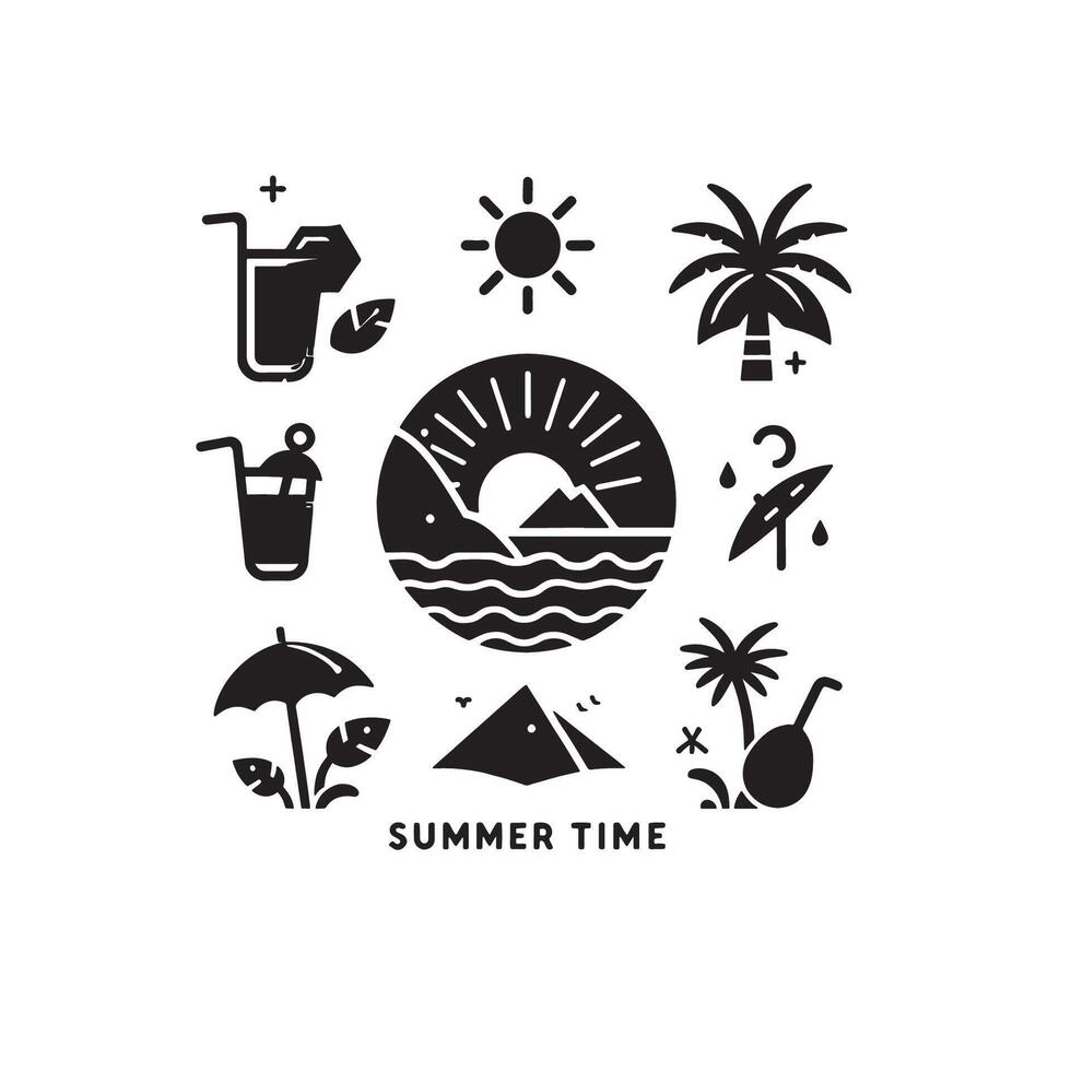 Vibrant Summer Time Art Logo Template for Print and Digital vector