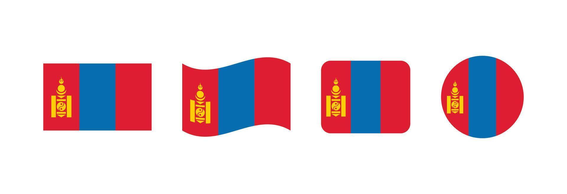 Mongolia flag. Set of Mongolia Flags Collection. vector