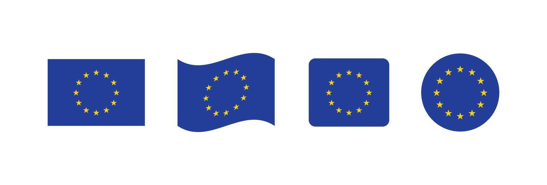 European Union flag. Set of European Union Flags Collection. vector