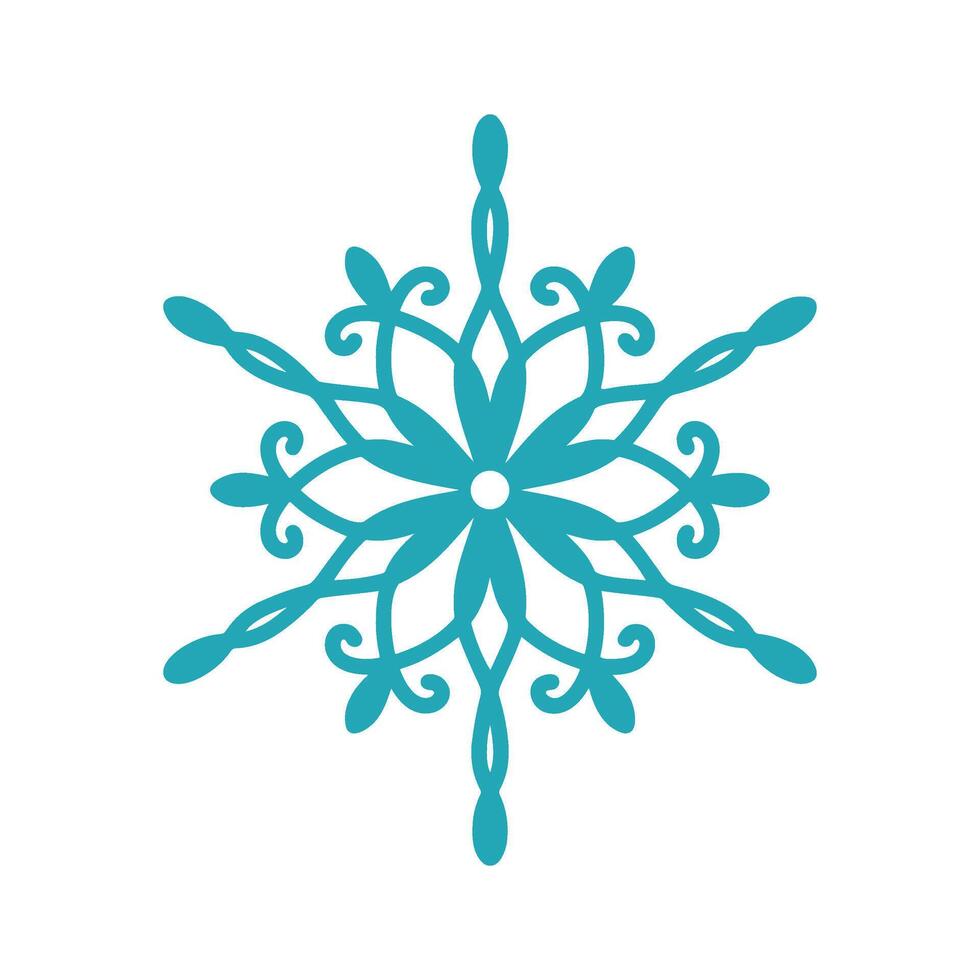 Unique snowflake, detailed hand drawn flat illustration. Graphic outline doodle drawing. Christmas and New Year symbol. Unique snowflake silhouette icon for frosty winter designs vector