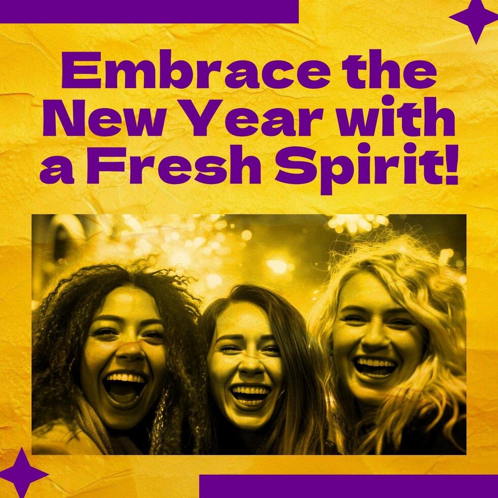 Yellow New Year New Spirit Linkedin Post template
