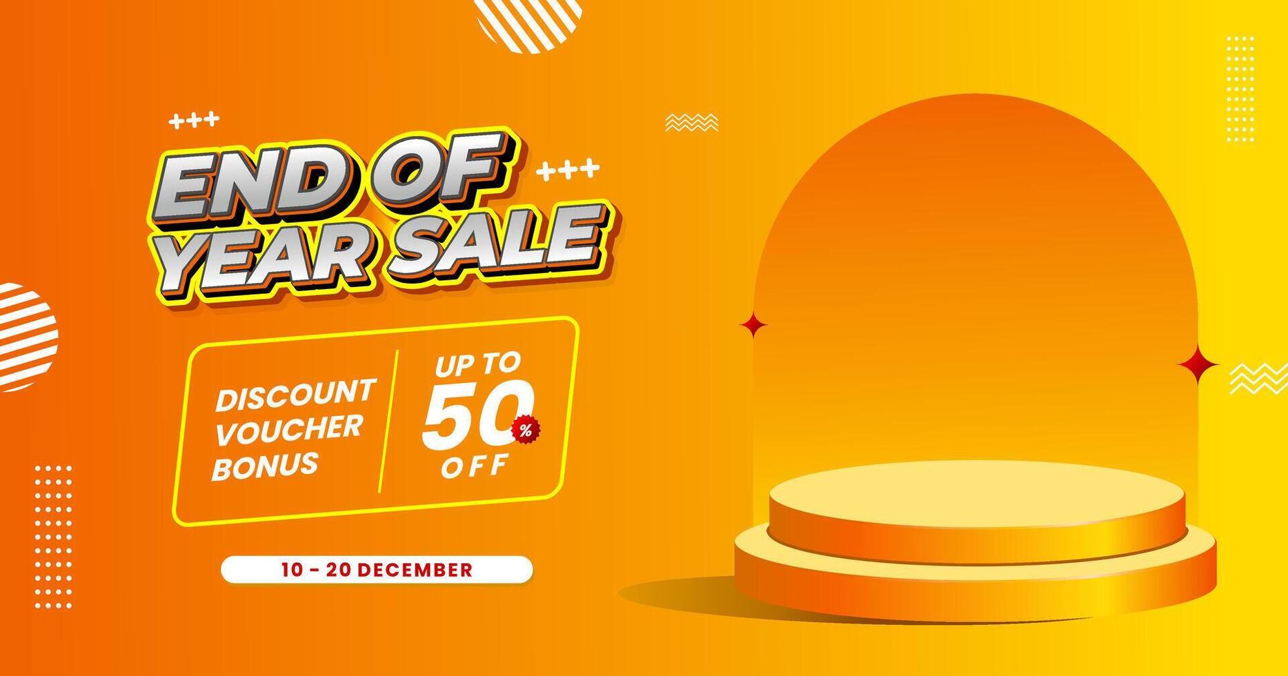 Year-end promo banner with podium vector
