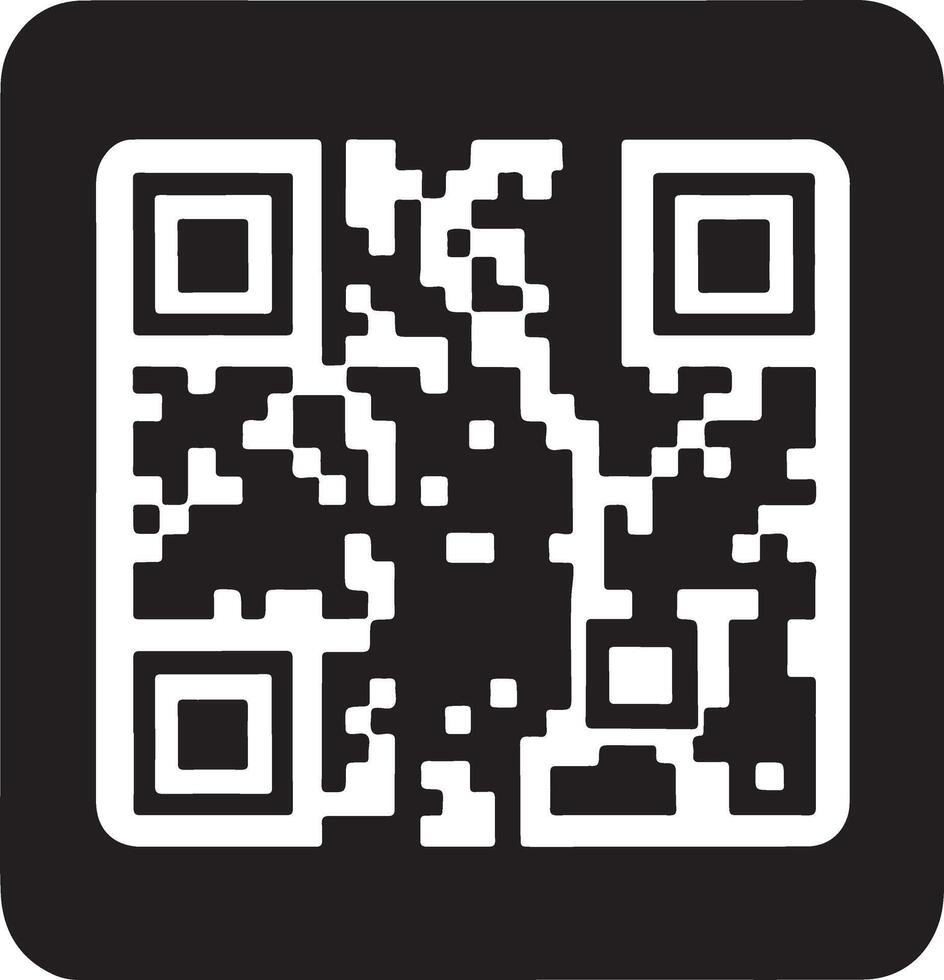 A qr code icon on a black background vector