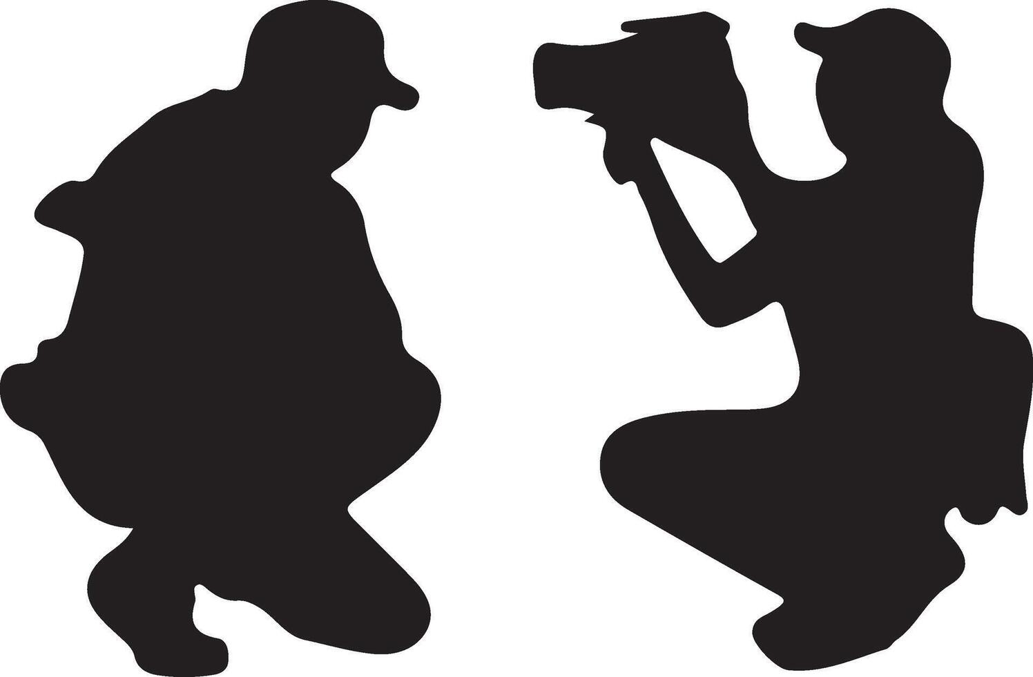 Two silhouettes of people taking pictures with a camera vector