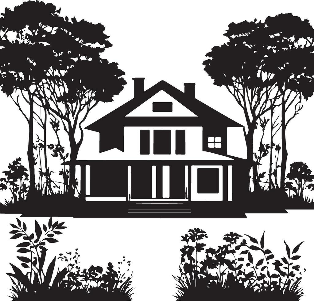 House in the woods illustration vector
