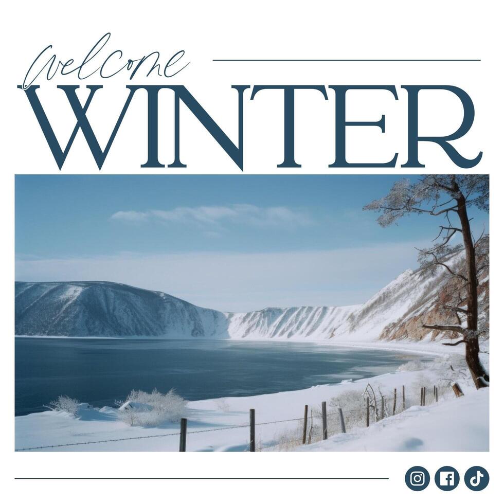 Blue Minimalist Modern Winter Season Greating Instagram Post template