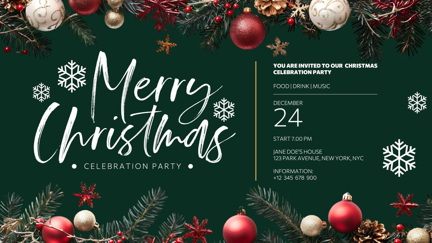 Merry Christmas Celebration Invitation template