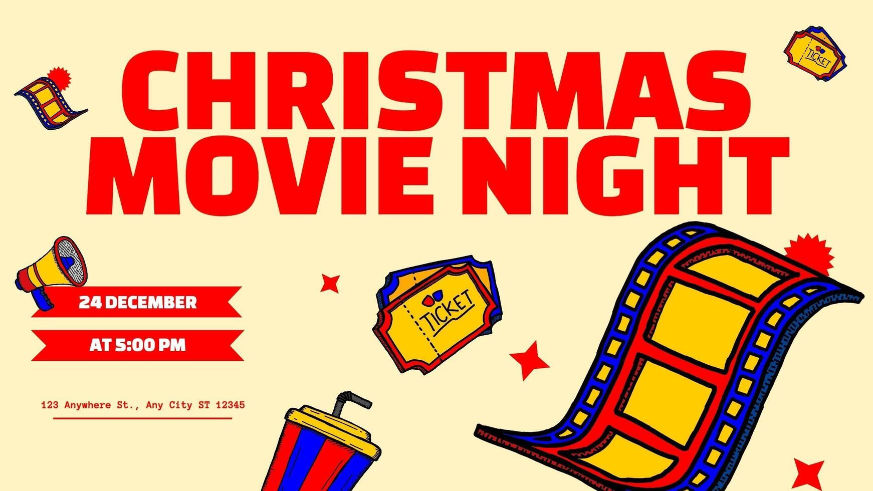 Twitter Post - Christmas Event Movie Night Invitation template