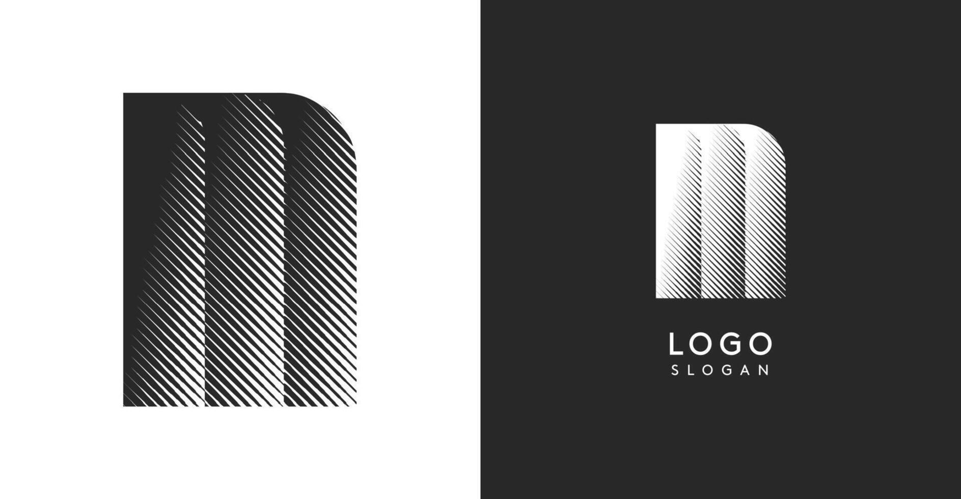 M letter. Sharp contrast monogram strike diagonal hatching for industrial yet modern look. High bold logo template. Logotype concept design for brand in tech, architecture, fashion vector