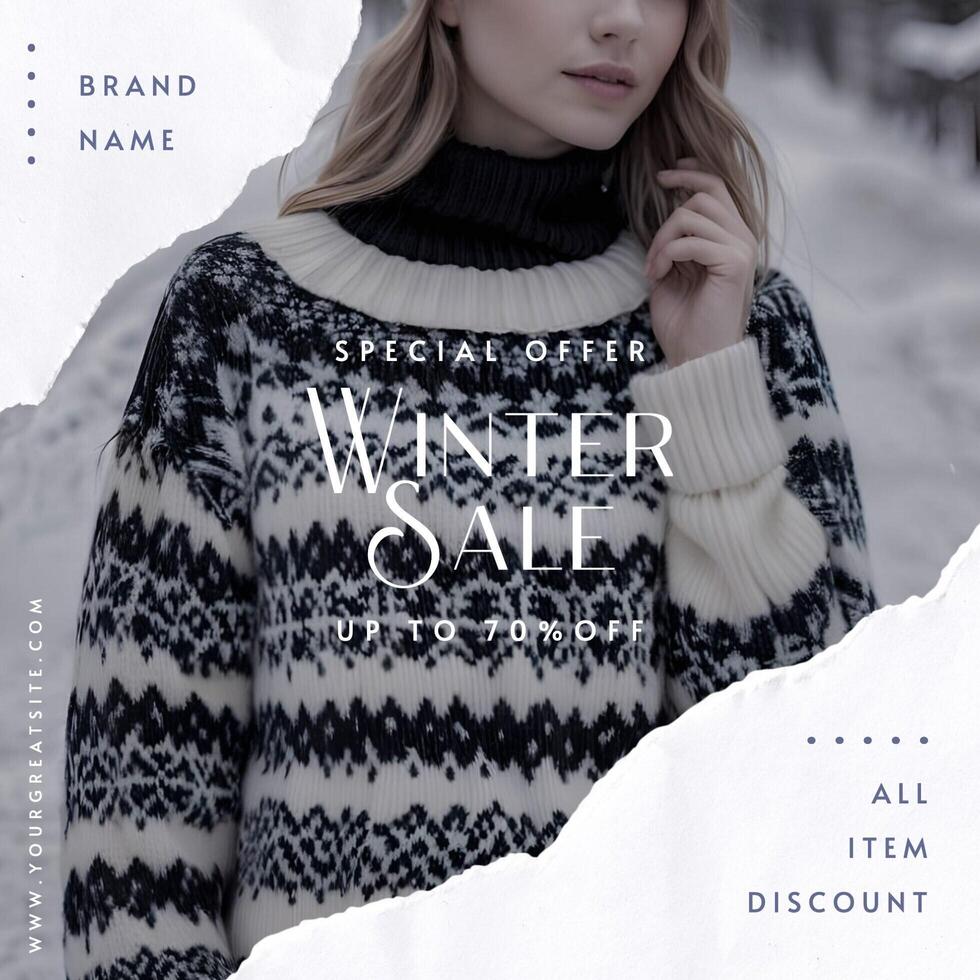 Simple Grayscale Winter Sale Template for Instagram Post