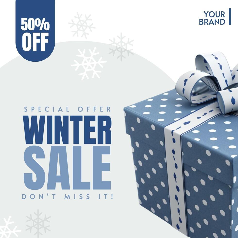 Simple Blue Theme Winter Sale Template for Instagram Post