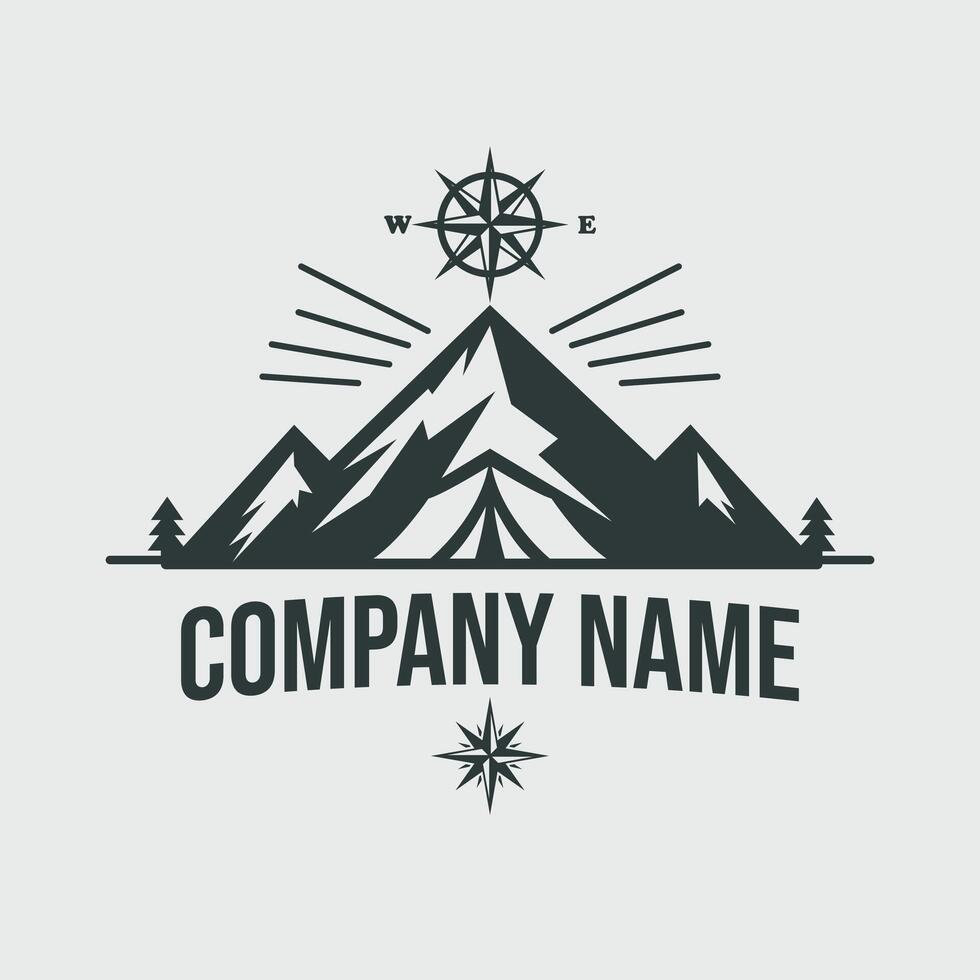 mountain camp logo design template vector