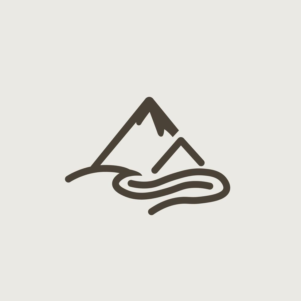 a mountain and river logo vector