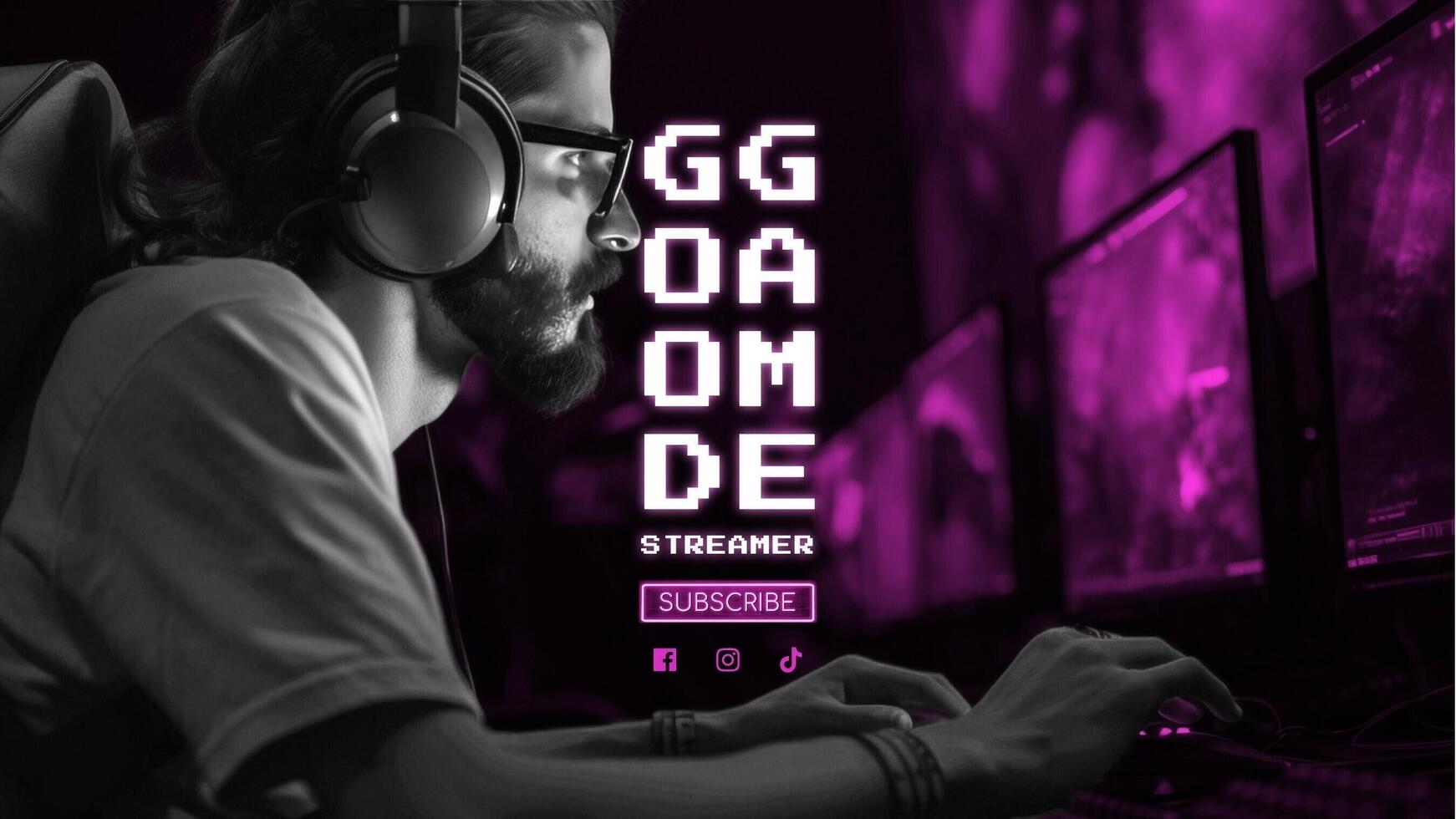 Youtube Game Streamer Banner with Esport Gamer template