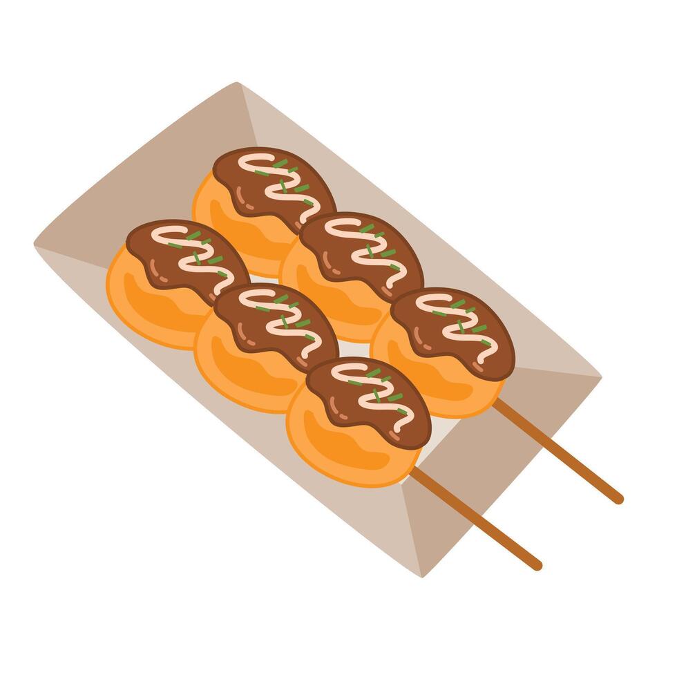 Japanese Summer Festival Takoyaki Snack vector