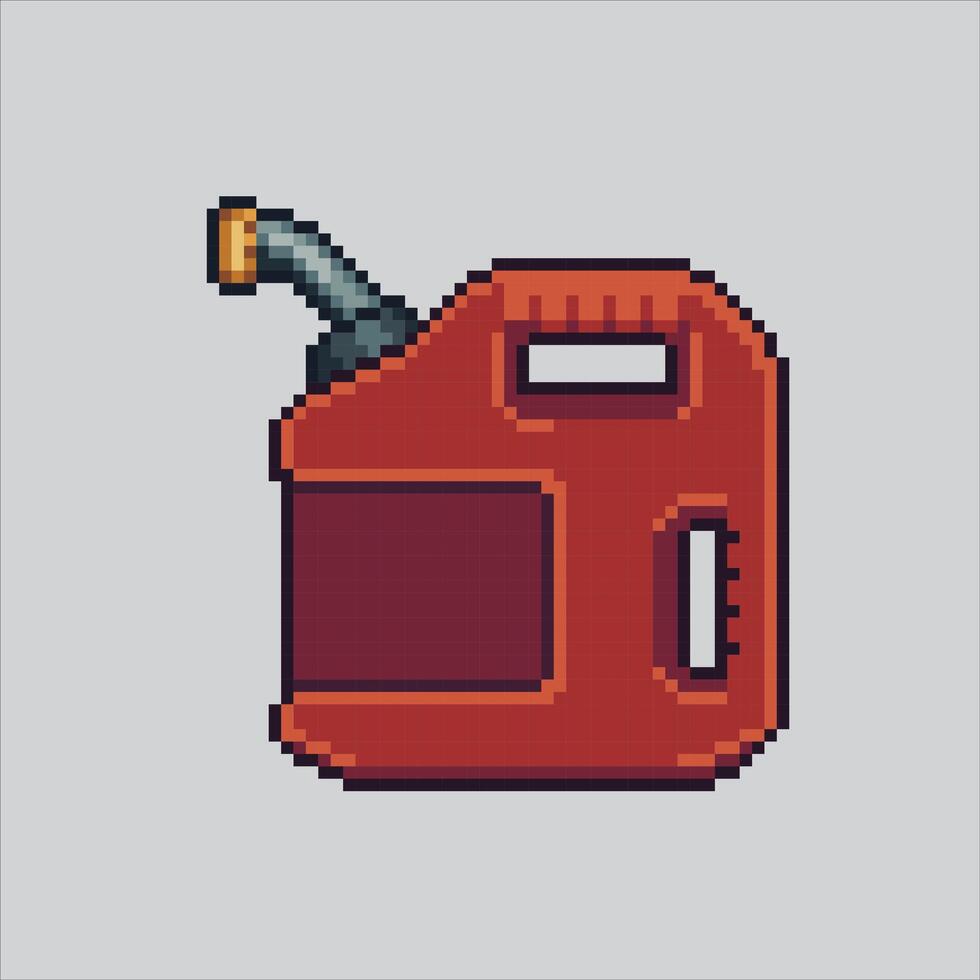 Pixelated Gas Can. Red Gas Can Gallon pixelated for the pixel art game and icon for website and game. old school retro. vector