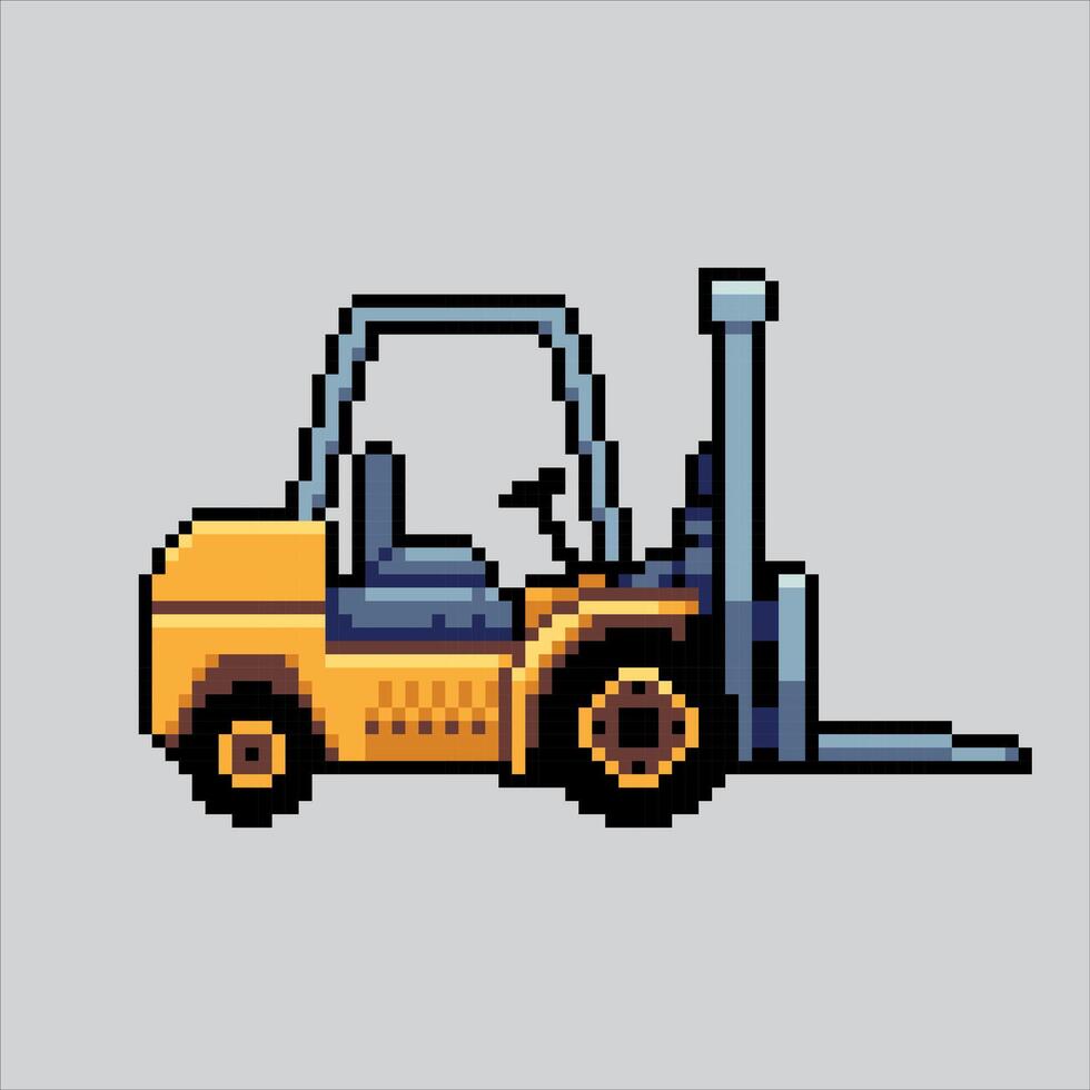 Pixelated Logistic Forklift. Box Forklift Logistic pixelated for the pixel art game and icon for website and game. old school retro. vector