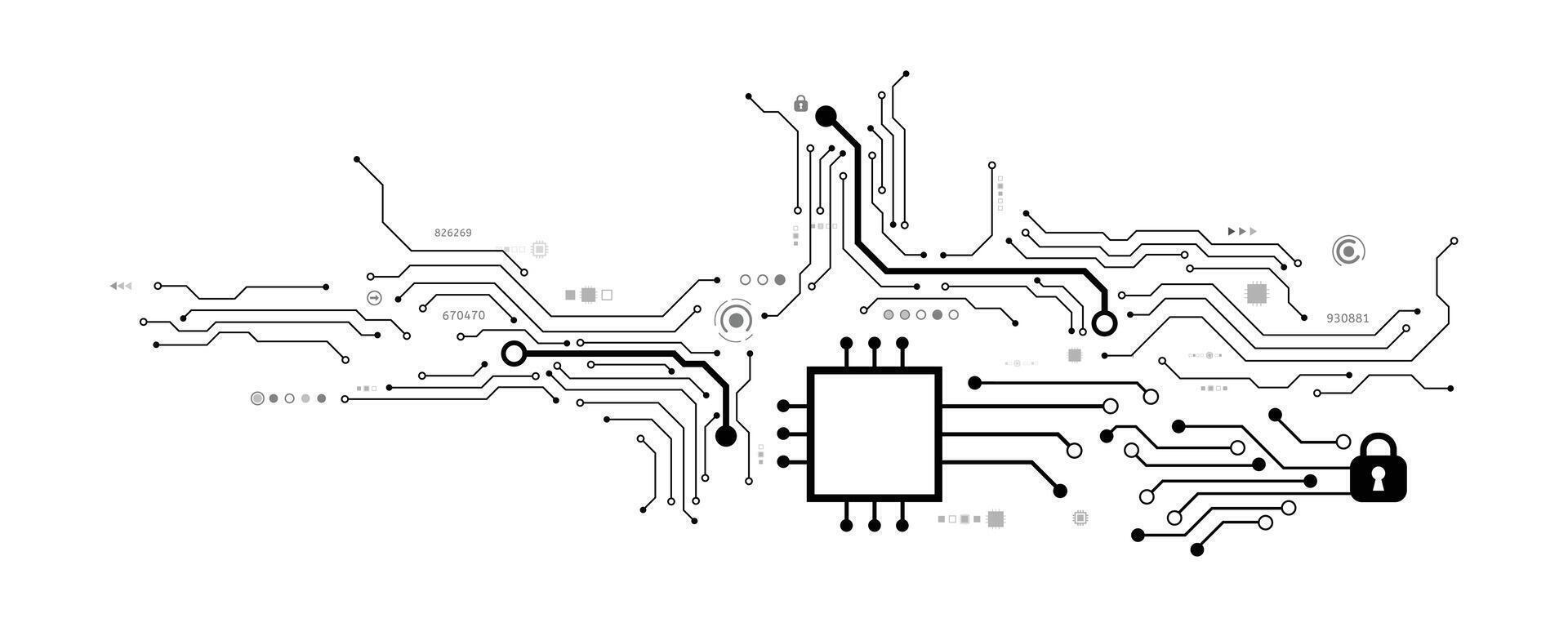 circuit board and security log communication concept for technology background vector