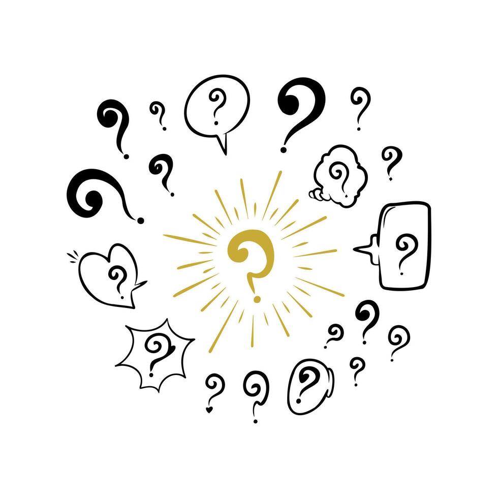 Doodle Question Mark, Sign and Symbol for Design, Presentation or Website elements. vector