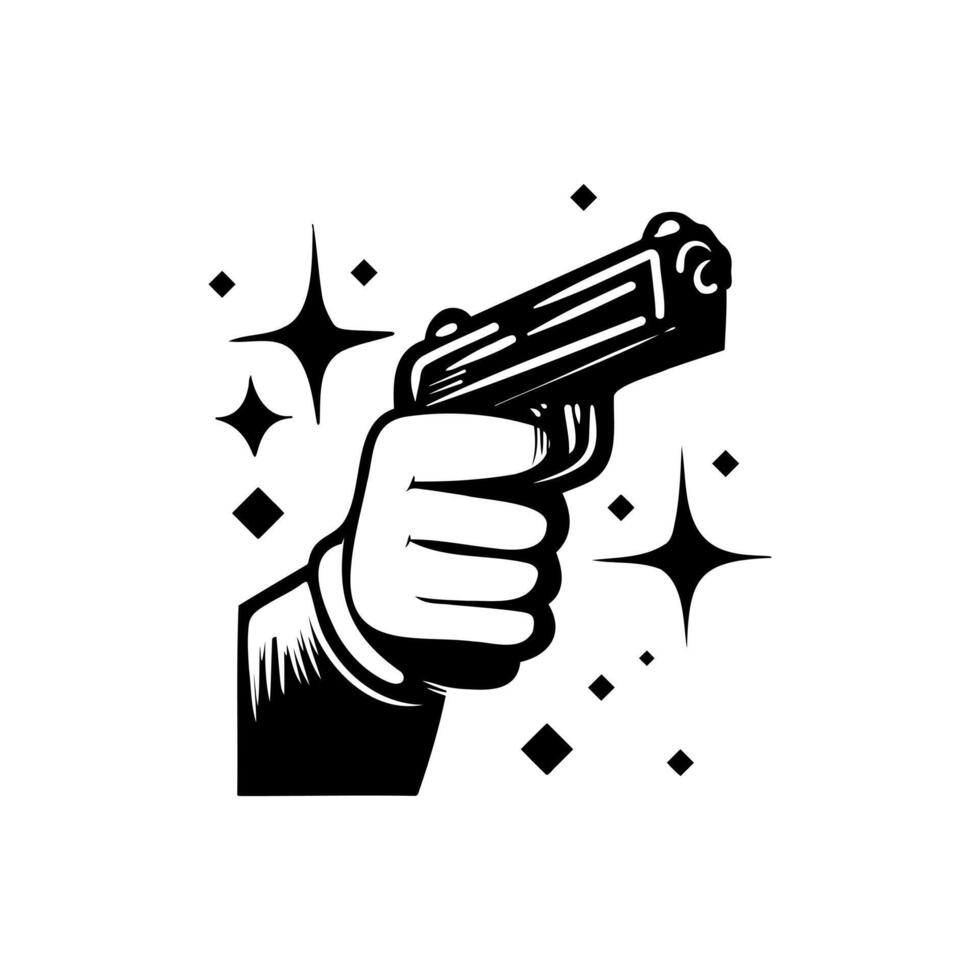 image of hand holding a gun vector