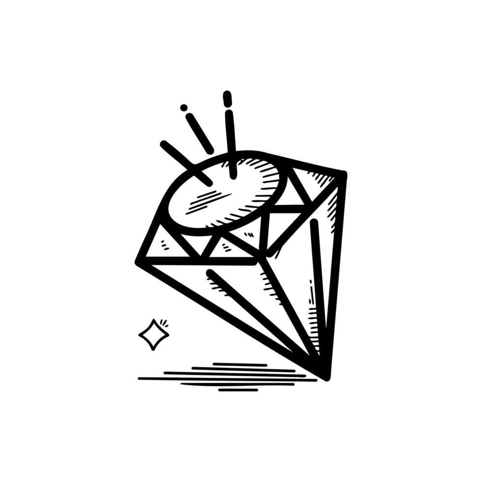 Hand drawn doodle diamond, gems icon. vector