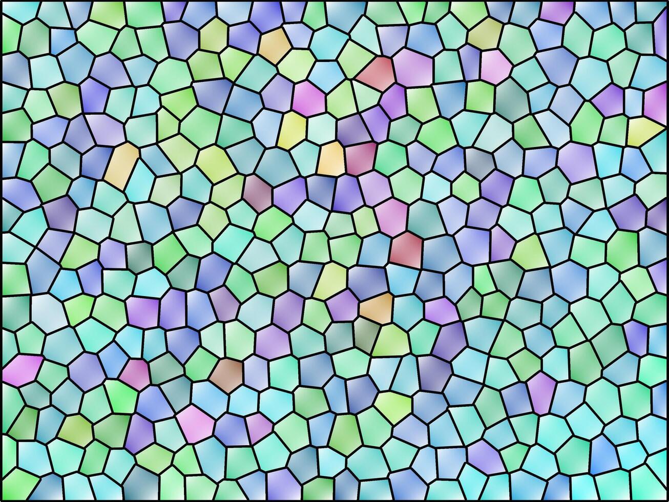 A stained glass pattern with many different colors vector