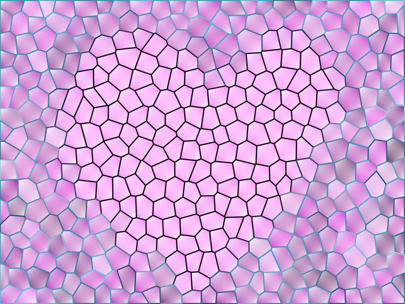 A pink heart made of small squares on a mosaic background vector
