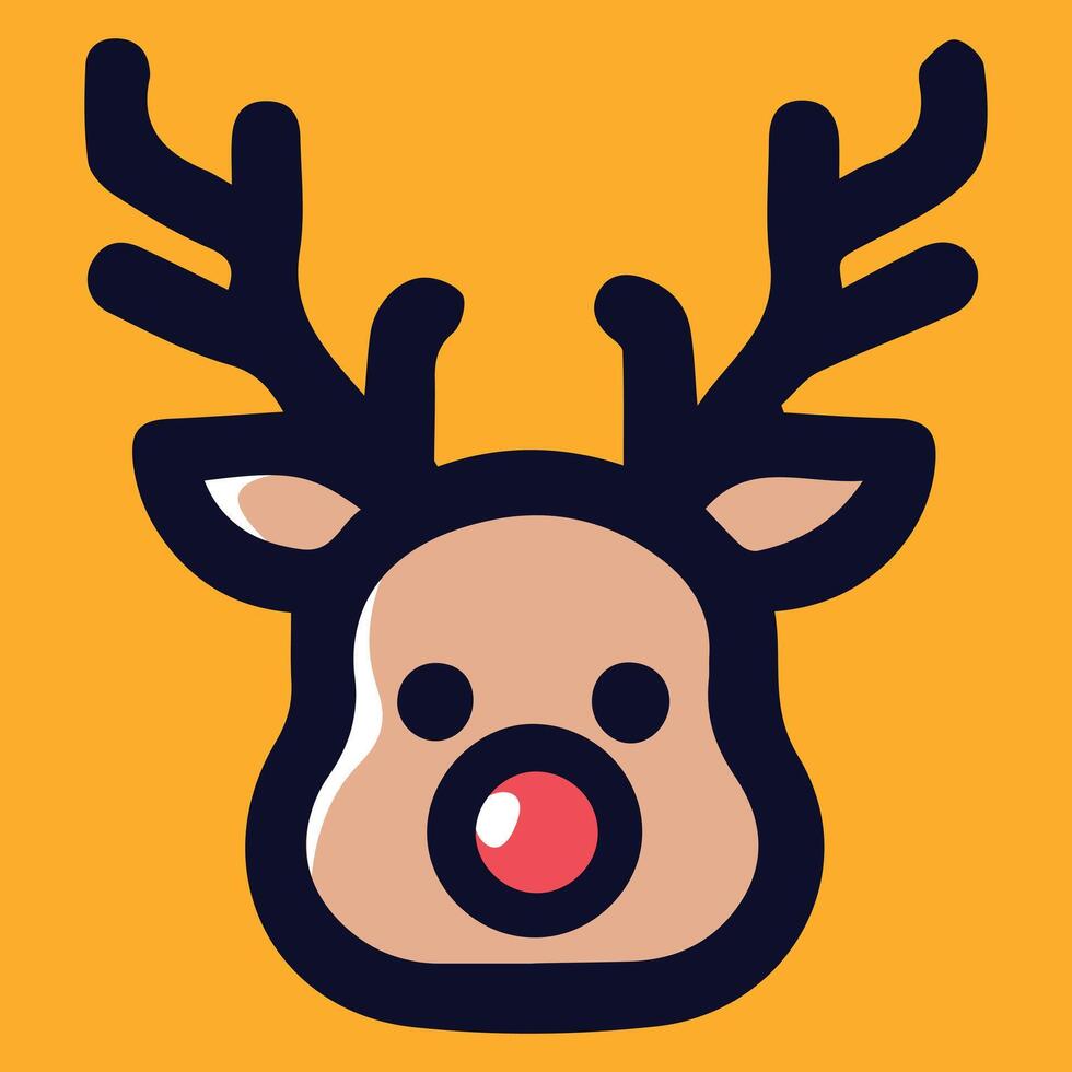 A reindeer head with horns on a yellow background vector