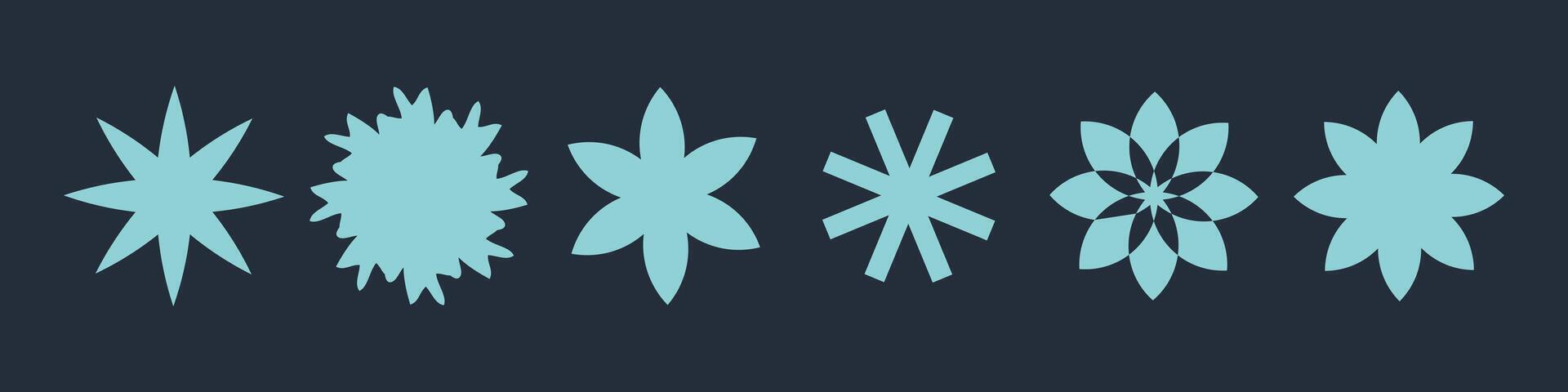 Geometric snowflakes clipart collection. Perfect for banner, flyer, label, postcard, sale, stickers. Modern abstract illustration. vector