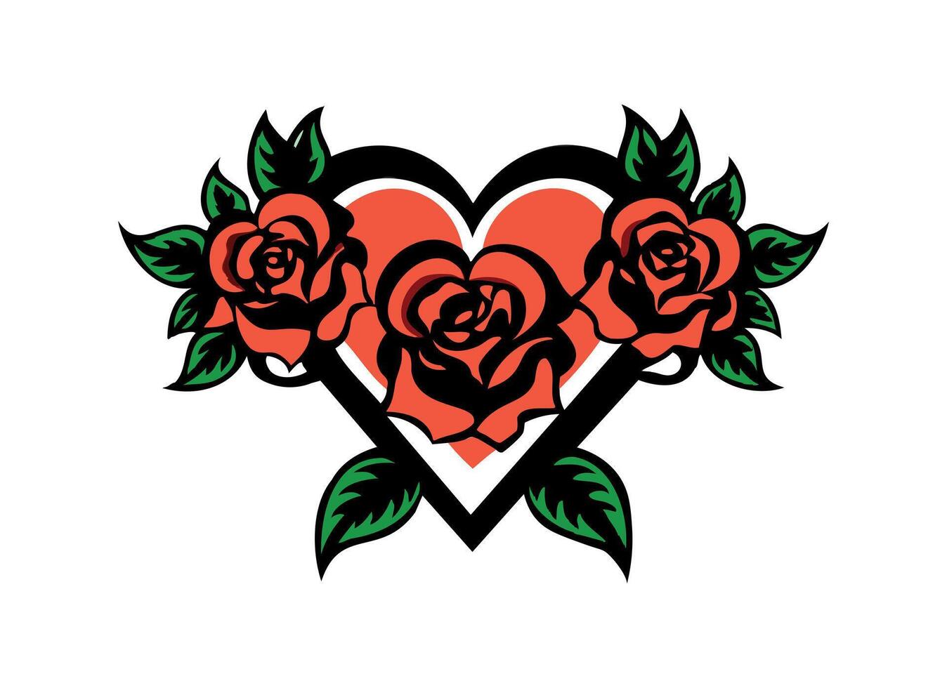 Heart with Roses Illustration for Romantic and Floral Designs vector