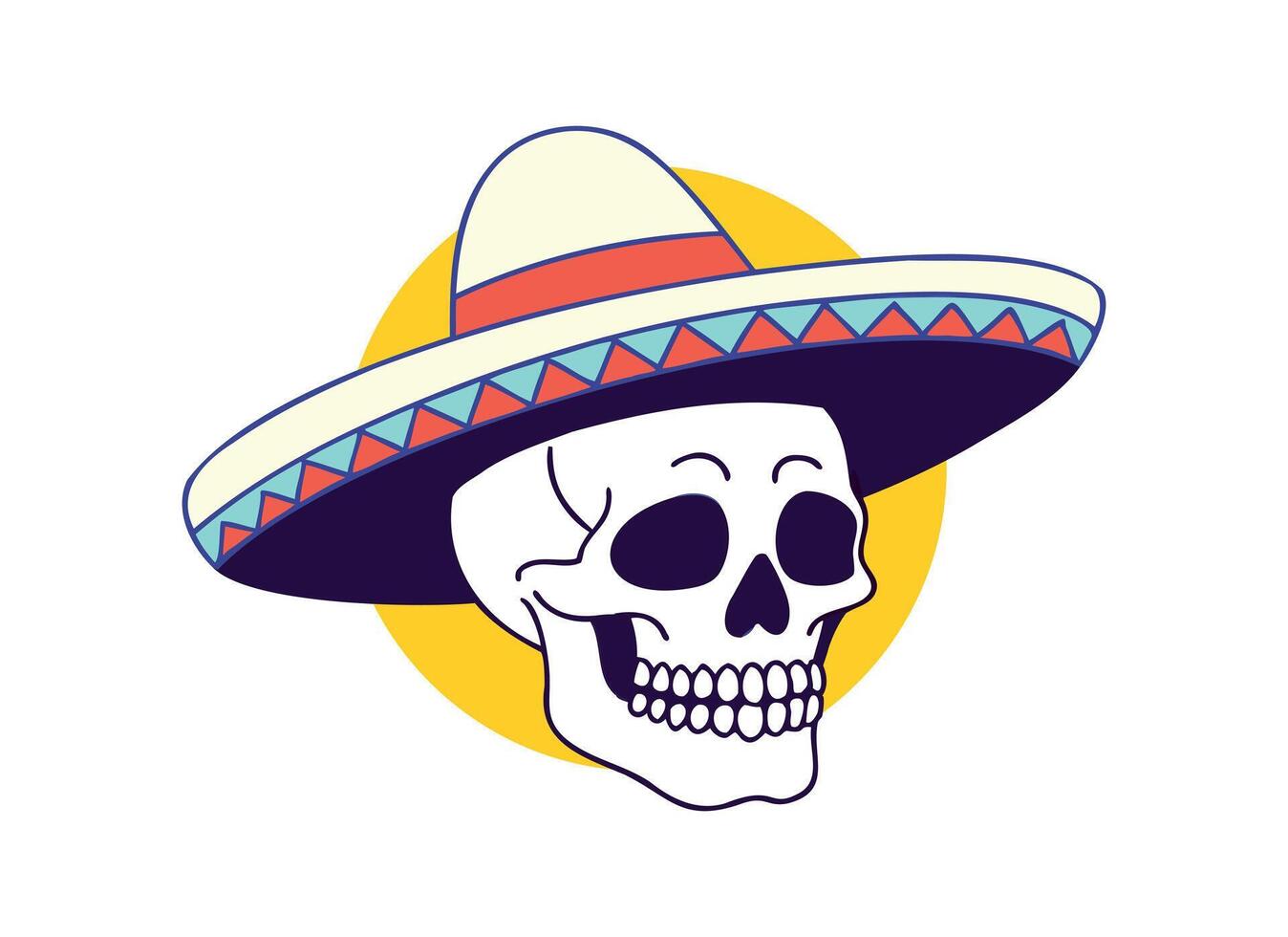 Festive Skeleton with Sombrero Illustration for Day of the Dead and Mexican Designs vector