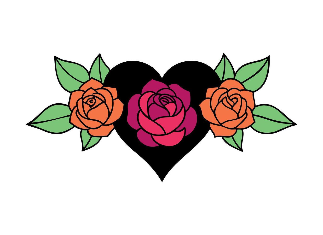 Colorful Roses and Heart Illustration for Romantic and Floral Designs vector