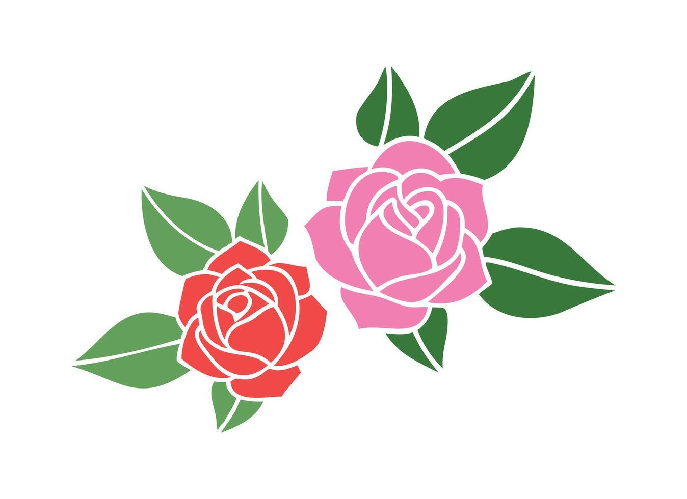 Colorful Cartoon Roses Illustration for Floral and Romantic Designs vector