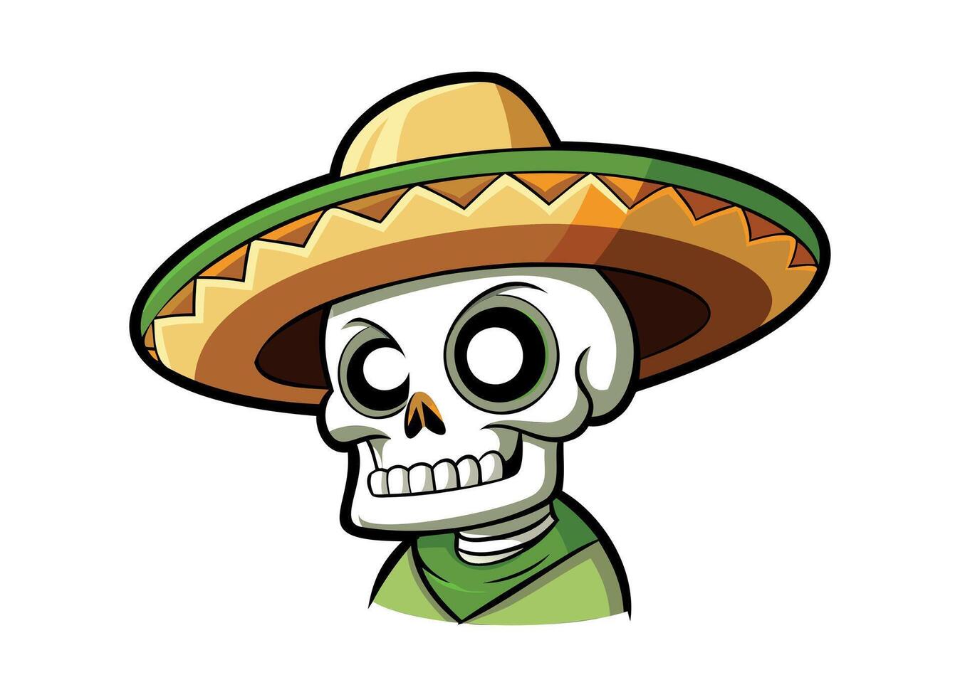 Festive Cartoon Skeleton with Sombrero Illustration for Day of the Dead Designs vector