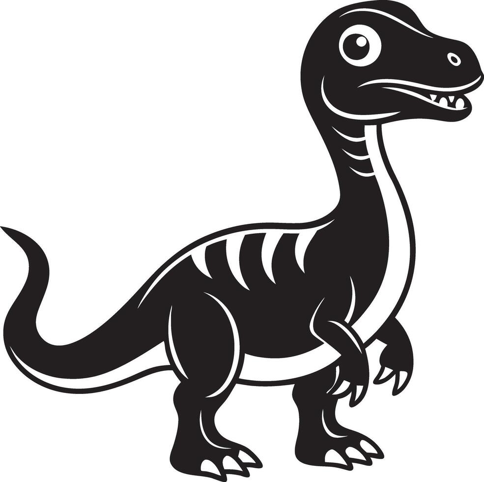 a cartoon dinosaur with a black and white design vector