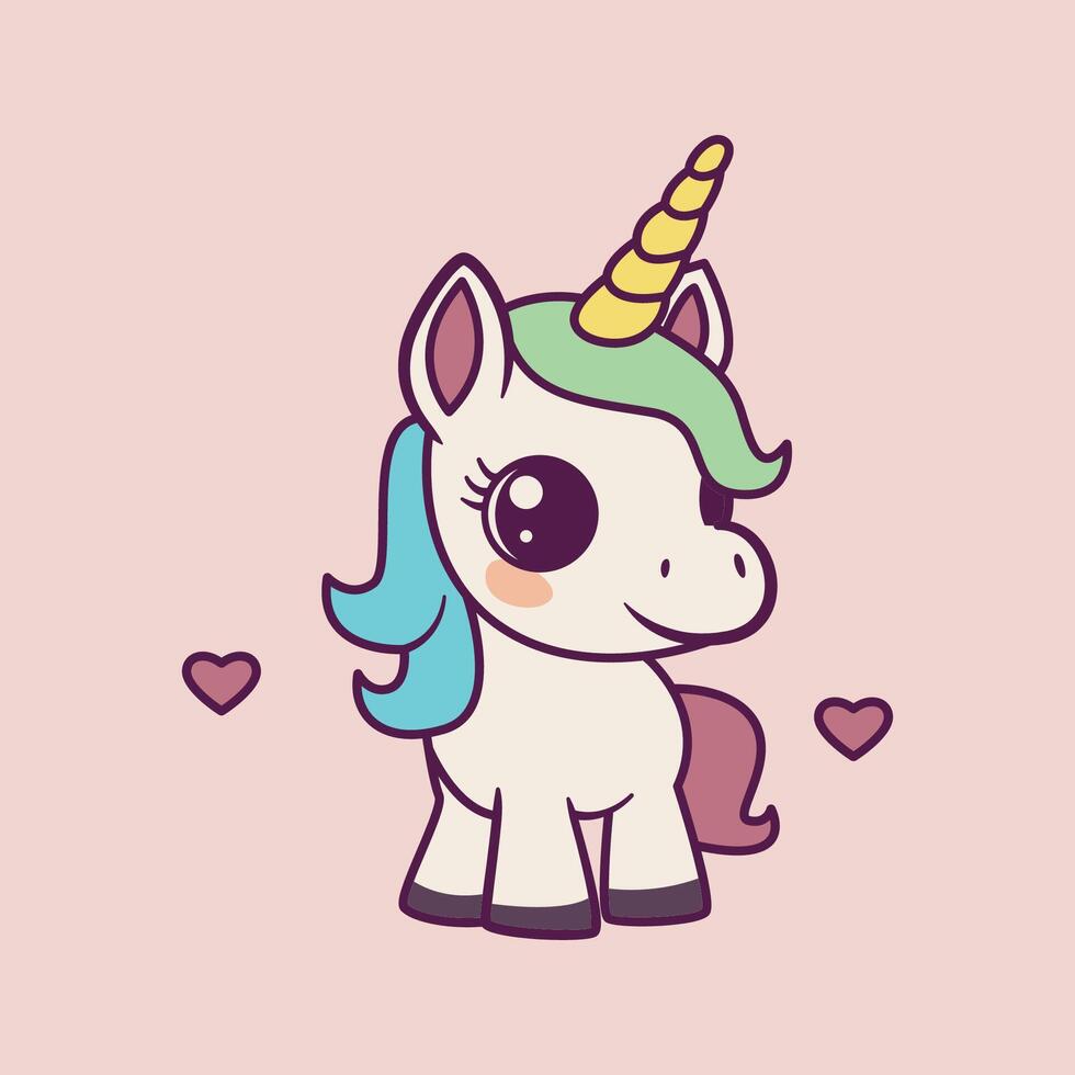Cute Unicorns in a World of Love vector