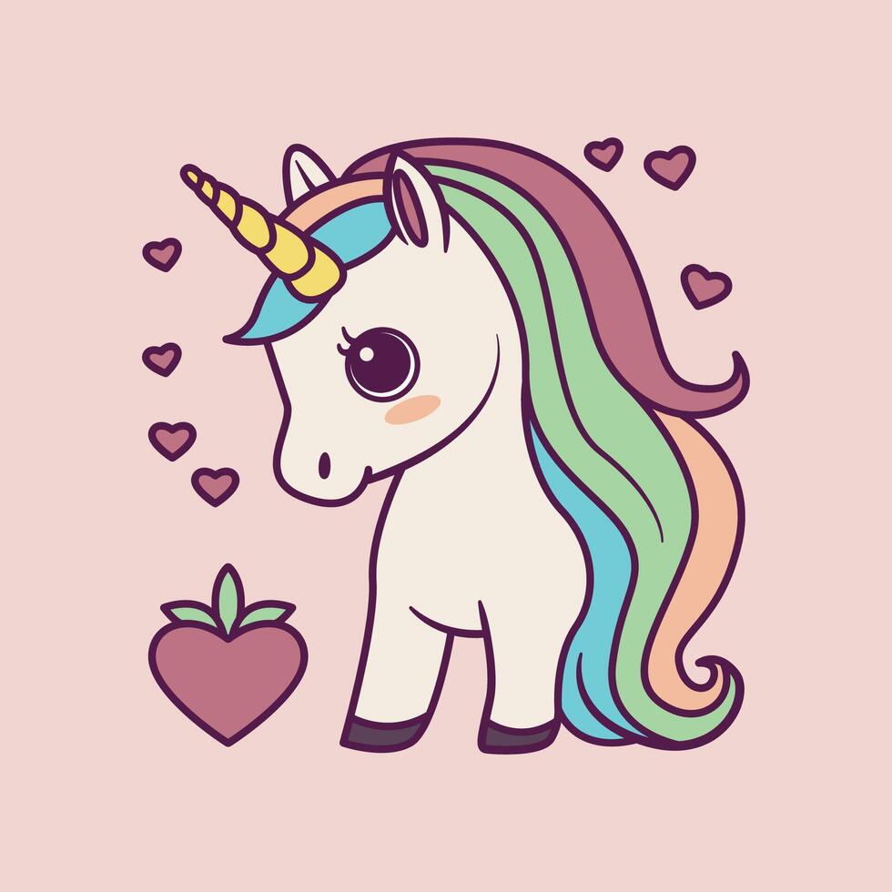 Dream Unicorn with a Touch of Heart vector